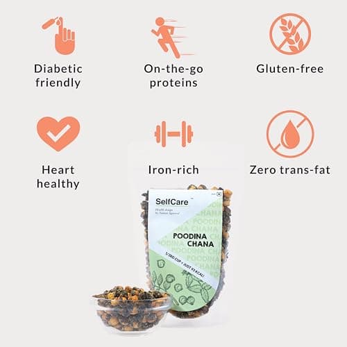 SelfCare By Suman Agarwal Poodina Chana Pack of 1 200g | Roasted - No Added Sugar - Gluten Free | Snacks - Namkeen - Grocery | Spicy Crunchy & Chatpata - Tae time Snakcing | Jain & Travel Friendly — image 3