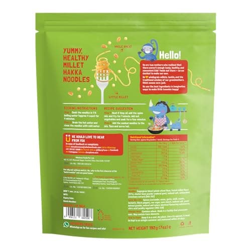 Slurrp Farm No Maida Hakka Noodles Combo, Not Fried, No MSG, Classic, Mild and Curry Masala Millet Noodles, Pack of 3 X 192 g — image 7