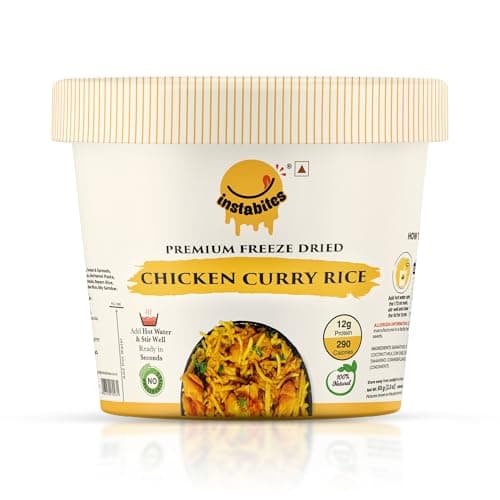 Instabites Ready To Eat Chicken Curry Rice Cup 65 gms, No Added Preservatives and Ready to Eat in Minutes - Pack of 1