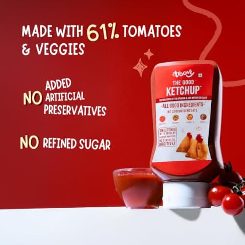 Troovy Tomato Sauce | 100% Chemical Free | No Preservatives | No Processed Sugar (uses Jaggery) | No MSG | No Sodium Benzoate | All Natural Ingredients | Contains Minerals Like Iron | Tastes like Regular Tomato Ketchup (PO1) — image 4