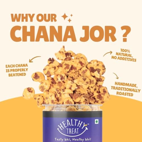 Healthy Treat Roasted Chana Jor Garam 200 gm | Healthy, Roasted Oil-Free Namkeen | Ready-to-eat | Healthy Snacks | Low in calories | Protein-Rich Snack | Roasted Beaten Chana Snack | Gluten Free — image 4