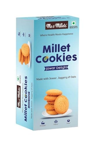 ME & MILLETS Jowar Delight Cookies (75g X 2) Delicious Millets Biscuits, Rich In Fiber & Protein, Healthy Tea Snack With Tasty Jaggery (Jain Friendly) — image 3
