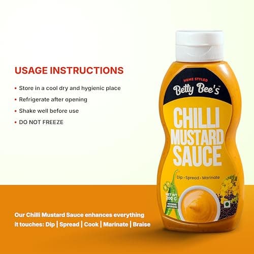 Betty Bee’s Chilli Mustard Sauce (200g) – Spicy, Tangy & All-Natural | Home-styled Indian Fusion | Vegan | Perfect with Snacks & Grills — image 7