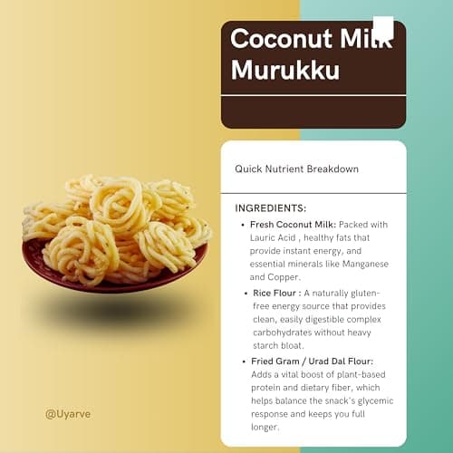 Uyarve Authentic Coconut Milk Murukku (200g) | Premium Thengai Paal Murukku | Crispy Traditional South Indian Snack | Gluten Free Rice Savoury | No Artificial Preservatives — image 7