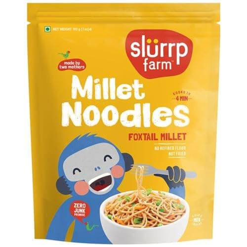 Slurrp Farm No Maida Hakka Noodles, Not Fried, No MSG, Classic Millet and Mild Millet Noodles Combo, Pack of 2, 192g Each — image 8