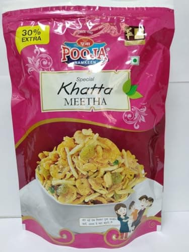 POOJA Khatta Meetha Namkeen Mixture – Roasted Indian Snack | No Onion No Garlic | Crispy & Healthy | Sweet & Tangy Flavor | Vegetarian | Pack of 2 (360g Each) — image 3