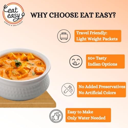 Eat Easy Ready To Eat Jain Paneer Butter Masala, 80gm of 1 Pack, Instant Food, Indian Meal, Travel Food, No Preservatives, No Added Artificial Colours & Flavours, Just Add Water and Cook (Pack of 2) — image 4