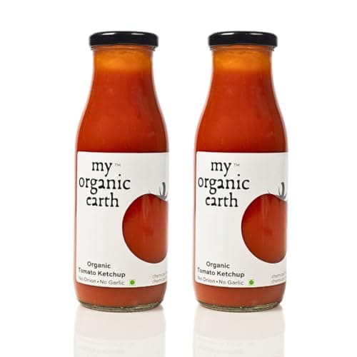 My Organic Earth - Jain Tomato Ketchup (Pack of 2) | No Onion No Garlic Tomato Ketchup | Low on Sugar | Certified Organic Tomatoes | (300gm x 2)