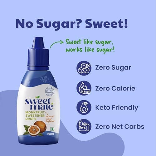 Sweetmate Monk Fruit Drops - 10ml | 1:1 Natural Sugar Replacer | Zero Calories, Diabetic & Keto Friendly | Tastes Just Like Sugar | Ideal for Tea, Coffee, Baking & Cooking — image 6