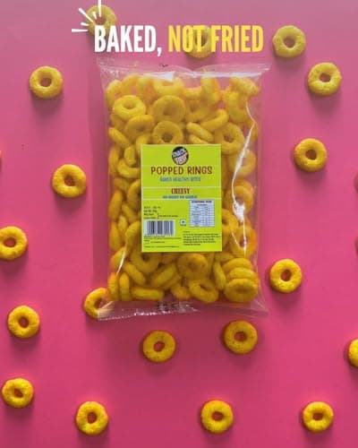 Snack First Baked Popped Ring Cheese & Chitoz, Pack of 2, No Onion No Garlic, Jain, Puffed Snack, Corn Puffs, Healthy Snack, Namkeen, Each 80g — image 2