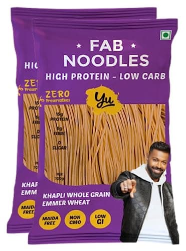 Yu Foodlabs Fab Noodles-Low Carb&High Protein-Zero Maida&Made Using Special Grade Atta-Not Fried Healthy Wheat Noodles-No Preservatives&100% Natural-5 Mins-Serves 6-300 Gram(Pack Of 2)