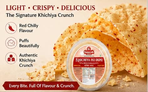 Ganesh Rice Red Chilly Khichiya Papad 400g | Jain Suitable No Onion No Garlic | Gluten Free No Preservatives Chawal Papad Pack of 2 — image 3