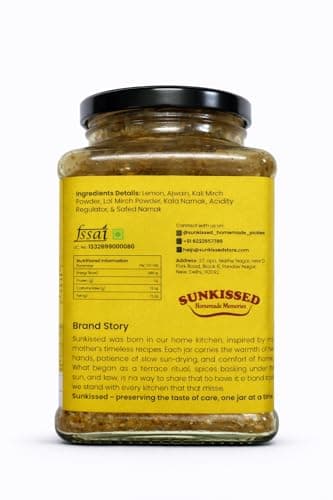 Sunkissed Homemade Memories Fresh Lemon Pickle 250g| Nimbu ka Achar with No Onion & Garlic | Nimbu tangy Oil-Free Pickle | Traditional Grandma-Style Recipe | No chemical, No Preservative — image 2