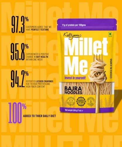 Millet Me by Kuizeens Bajra - 220g | Pearl Millet | Diabetic Friendly |Gluten-Free Noodles | High Fiber & Protein | Vegan & Diabetic-Friendly | Heart Healthy | Traditional Pearl Millet Noodles for Wholesome Meals | Jain | No Onion & Garlic — image 2