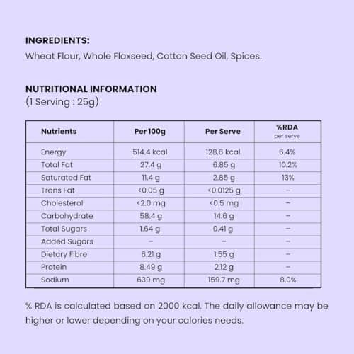 NAMKII Baked Flaxseed Mathri | Baked Not Fried, No Maida, No Palm Oil | Zero Trans Fat, Low Saturated Fat | Healthy Snacks, Mathri, Namkeen | Perfect for tea-time snacking, mid-night cravings, or tiffins | 175 g (Pack of 1) — image 3
