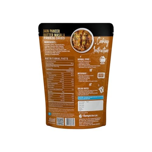 FzyEzy Freeze-Dried Jain Paneer Butter Masala – 75g | Instant Jain Indian Cuisine | Authentic No Onion, No Garlic Paneer Butter Masala Gravy | Jain Vegetarian Gourmet Delight | Ready-to-Eat | Gluten-Free | Preservative-Free Meal — image 2