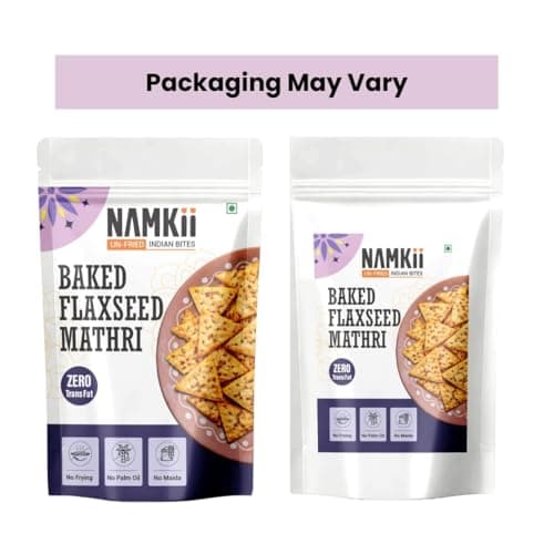NAMKII Baked Flaxseed Mathri | Baked Not Fried, No Maida, No Palm Oil | Zero Trans Fat, Low Saturated Fat | Healthy Snacks, Mathri, Namkeen | Perfect for tea-time snacking, mid-night cravings, or tiffins | 175 g (Pack of 1) — image 6