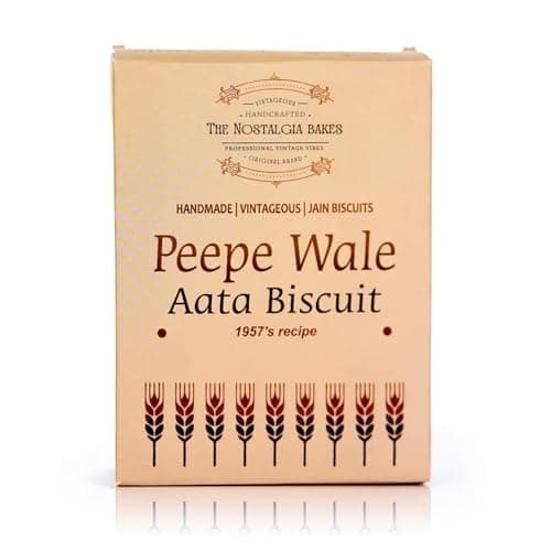 The Nostalgia Bakes Peepe Wale Aata Biscuits – Handmade Whole Wheat Cookies with 1957's Original Recipe – Traditional Indian Bakery Biscuits – Jain Friendly Tea-Time Snack – Premium Atta Cookies