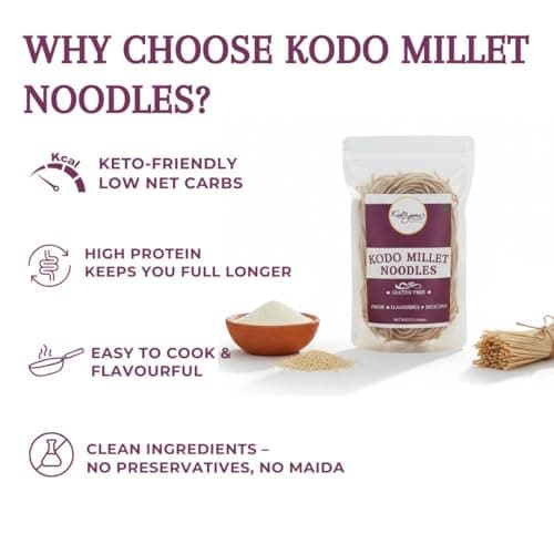 Millet Me by Kuizeens Gluten-Free Kodo Noodles - 110g (Pack of 1) | Protein & Fiber-Rich | Easy-to-Make | Rich in Nutrients | No MSG | No Preservatives | Low Glycemic | Vegan & Wholesome | Easy to Digest Healthy Noodles | Jain | No Onion & Garlic | Ready in Minutes — image 4