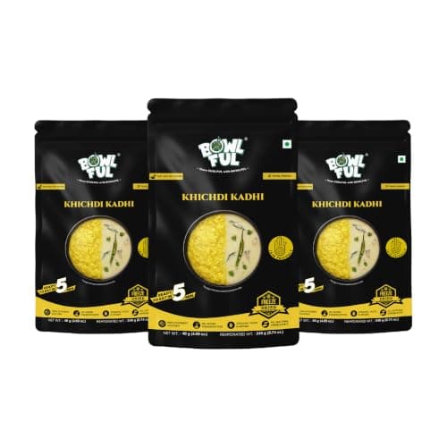 Bowlful Khichdi Kadhi, 48 GMS Pack of 3, Healthy Rice Based Product with Kadhi Without Onion and Garlic. 100% Natural, Freeze Dried Food