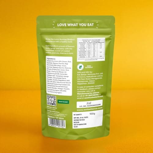 Eat Better Co Millet Bhel – Bombay Bhelpuri | Chatpata Crunchy Healthy Snacks | Roasted Not Fried | No Palm Oil, Zero Trans Fat | Healthy Millet Namkeen (135g) — image 7