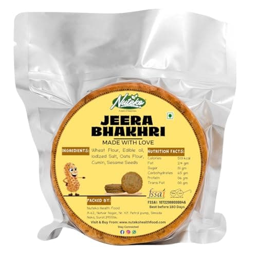 Jeera Bhakri Snacks | Roasted Healthy Gujarati Snacks | No Maida | No Artificial Colours | No Onion & No Garlic | Vacuum Packed | Gluten Free Jeera Bhakhri