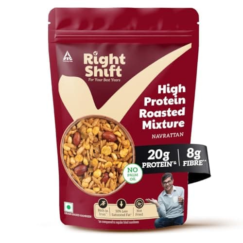 Right Shift High Protein Roasted Mix, Navrattan, No Palm Oil, 20g Protein, Not Fried, 6g Fibre, 50% Less Sat Fat, No Added Flavours, Artificial Flavours or Trans Fat, 250g