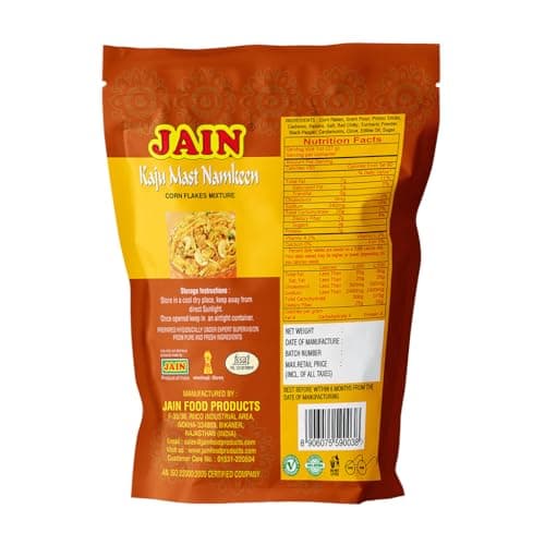 JAIN Kaju Mast Namkeen Mixture, Size - 360g, Zipper Packing, Special Cashew-Enriched Namkeen Blend with Crunchy Sev, Corn-Flakes, Raisins & Bold Masala Seasoning, Ready to Eat — image 3