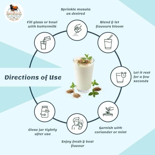 Kamdhenu Gauveda ChatPata Spice Masala | Blend With Natural Ingredients Cumin, Coriander, Pudina, Salt, Jeera | No Preservatives | No Onion No Garlic | Pack In Premium Organic Glass Jar With Steel Cap (Chaas & Curd Masala, 200g ) — image 3