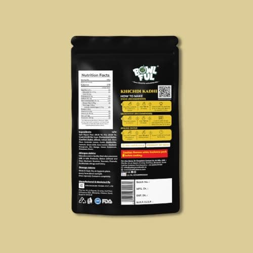 Bowlful Khichdi Kadhi, 48 GMS Pack of 3, Healthy Rice Based Product with Kadhi Without Onion and Garlic. 100% Natural, Freeze Dried Food — image 2