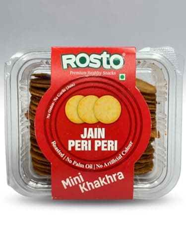 Rosto Jain Peri Peri Mini Khakhra (no onion no garlic), Roasted, No Palm Oil, No Artificial Colour, No Onion No Garlic, 200 g pack of 2 total 400g — image 4