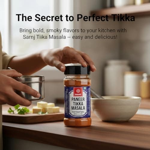 SARANZ Paneer Tikka Jain Blended Masala Perfect for Cooking, Ready to Use, No added colours, Spice Powders and Masalas, Premium Artisanal Spices with Rich & Strong Flavour-100 Grams Sprinkler Jar — image 4