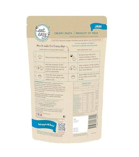 Eat Easy Ready To Eat Jain Pasta- 100gm (Pack of 2) | Freeze Dehydrated | Just Add Water and Cook | No Onion No Garlic, Vegetarian Healthy Instant Creamy Pasta Food for Travel, Trekking, Campign, Hostel — image 2