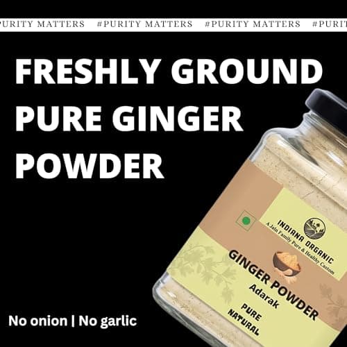 Indiana Organic Pure Ginger Powder (Adarak) 200g | Manually Cleaned Dry Ginger Sonth Masala | Freshly Ground on Order | No Added Preservatives, No Onion No Garlic | Glass Jar Packaging — image 3