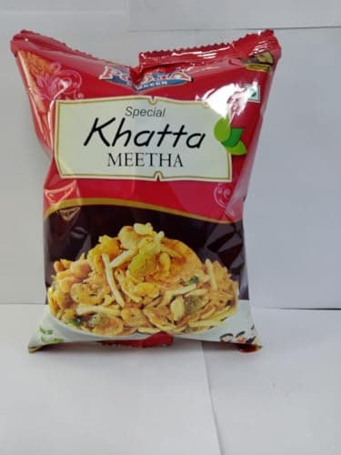 POOJA Khatta Meetha Mixture | Roasted & Tasty | No Onion, No Garlic | Crispy & Healthy Snacks | Authentic Indian Namkeen – Pack of 5 (180 Gram Each)