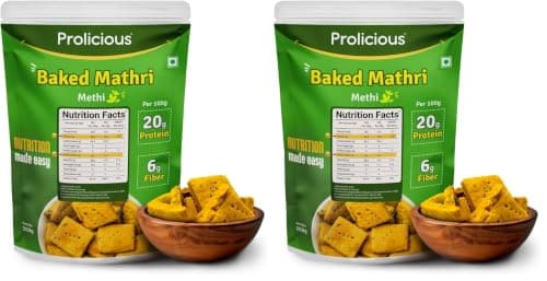 Prolicious Baked Mathri | 10g Protein, High Fiber | Healthy Weightloss Snack | No Palm Oil, No Transfat | Made with Whole Foods | 500g (2 X 250g each) — image 7
