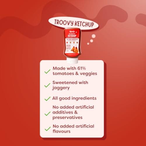Troovy Healthy Tomato Sauce | 100% Chemical Free | No Preservatives | No Processed Sugar (uses Jaggery) | No MSG | No Sodium Benzoate | All Natural Ingredients | Contains Minerals Like Iron | Tastes like Regular Tomato Ketchup (PO4) — image 5