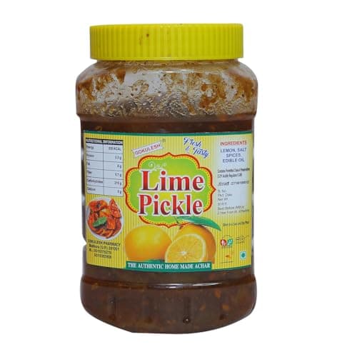 GOKULESH Lime Pickle 500gm without Onion/Garlic pickle| Nimbu ka achar| Home Made Dry and Less Oil Pickle Made With Love No Artificial Colors Added| pack of 500gm