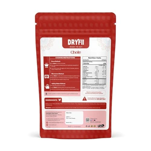 Dryfii Ready-to-Eat Instant Jain Chole | Pure Veg | Freeze Dried | No Onion, No Garlic | Rehydrated Weight 920 g (Pack of 4) — image 2