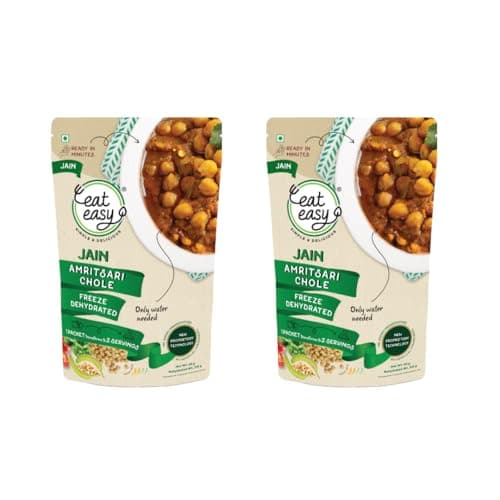 Eat Easy Ready To Eat Jain Amritsari Chole- 70gm (Pack of 2) | Freeze-Dried, Lightweight, No Moisture, No Onion & Garlic, High-Protein Punjabi Chhole for Camping, Trekking, Hostel Food, Travel, Quick Lunch & Dinner | Just Add Water Hot Water