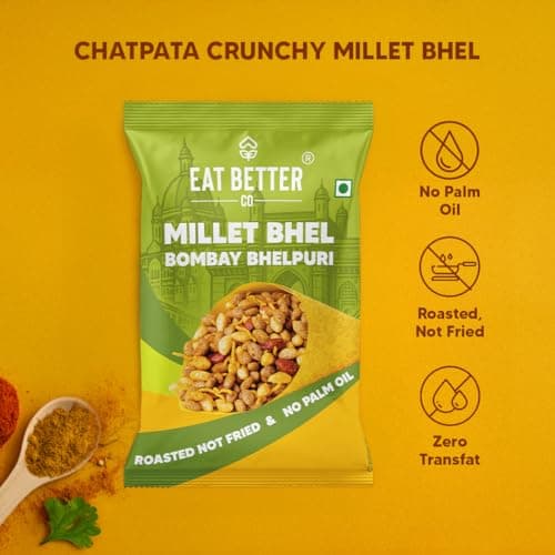 Eat Better Co Millet Bhel – Bombay Bhelpuri | Chatpata Crunchy Healthy Snacks | Roasted Not Fried | No Palm Oil, Zero Trans Fat | Healthy Millet Namkeen (135g) — image 2