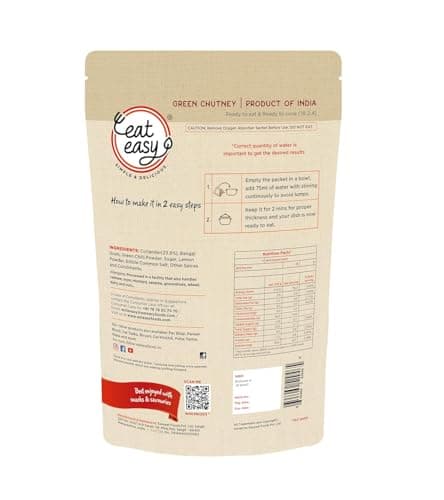Eat Easy Ready To Eat Coriander Green Chutney- 50g, Just Add Water | After Preparation 125g I No Grinding Hari Chatni Pairs well with Paratha, Sandwich, Kebab, Chaat, Snacks I Supports Digestion — image 2