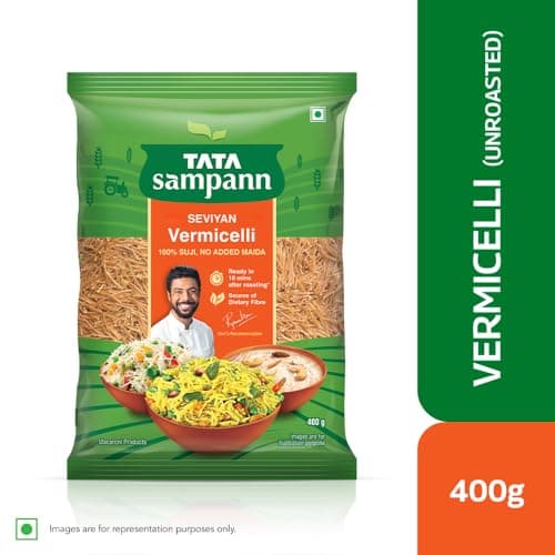 Tata Sampann Unroasted Vermicelli, Protein Rich Seviyan, Made with Suji, No Added Maida, Source of Dietary Fibre, 400g — image 3