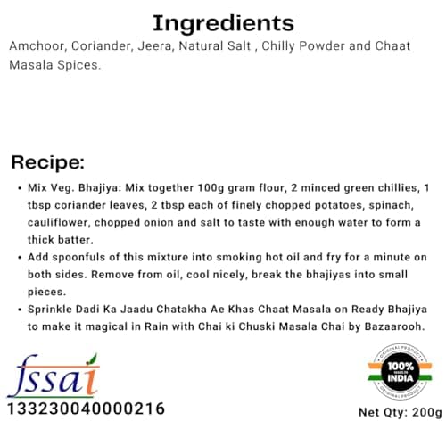 BKR Chatore Chaat Masala Fresh Multipurpose Purpose Masala for Fruits, Chaat, Potato, Paneer, Pakode 200g | Dry Powder Chutney for Drip, Dressings | No Additives, Color, Preservatives (Jain Friendly) — image 4