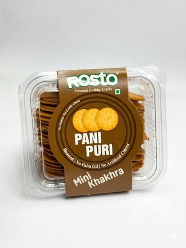 Rosto Pani Puri Mini Khakhra, Roasted, No Palm Oil, No Artificial Colour, tea time snack, Crispy Indian Roasted Snack, 200 g (Pack of 2) total 400g — image 3