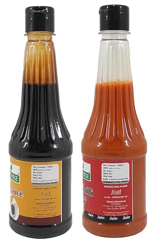 Green Piece Jain Sauce WIth No Onion/Garlic Soya sauce & Red Chilli Sauce(Pack of 2) Sauce (1000 ml) — image 2