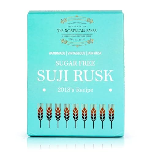 The Nostalgia Bakes Sugar-Free Suji Rusk – Handmade Semolina Toast for Tea Time – Crispy & Crunchy Jain Rusk with 2018's Original Recipe – Healthy Breakfast Snack – No Added Sugar