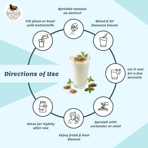 Kamdhenu Gauveda Buttermilk Masala 500g – 100% Natural Chaas & Curd Spice Mix | Traditional Digestive Blend | No Preservatives | FSSAI Certified | Packed in Organic Glass Bottle | Vegan Jain | 500g Chaas Masala | — image 5