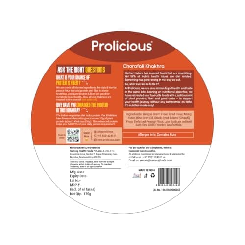 Prolicious Khakhra Chorafali High Protein Khakhra | Upgrade Your Snacking | 10g Protein + 5g Fibre | Same Crunch, Snack Smarter | Plant Based, Jain | No Palm Oil | 170g — image 4