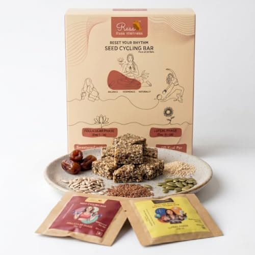 Rasa Seed Cycling Bar 700g | PCOS & PCOM Friendly | 28 Healthy Snack Bars | Supports Menstrual Cycle Wellness | High Fiber | Hormone Balance Snack with Flax, Pumpkin, Sunflower, Sesame & Chia Seeds